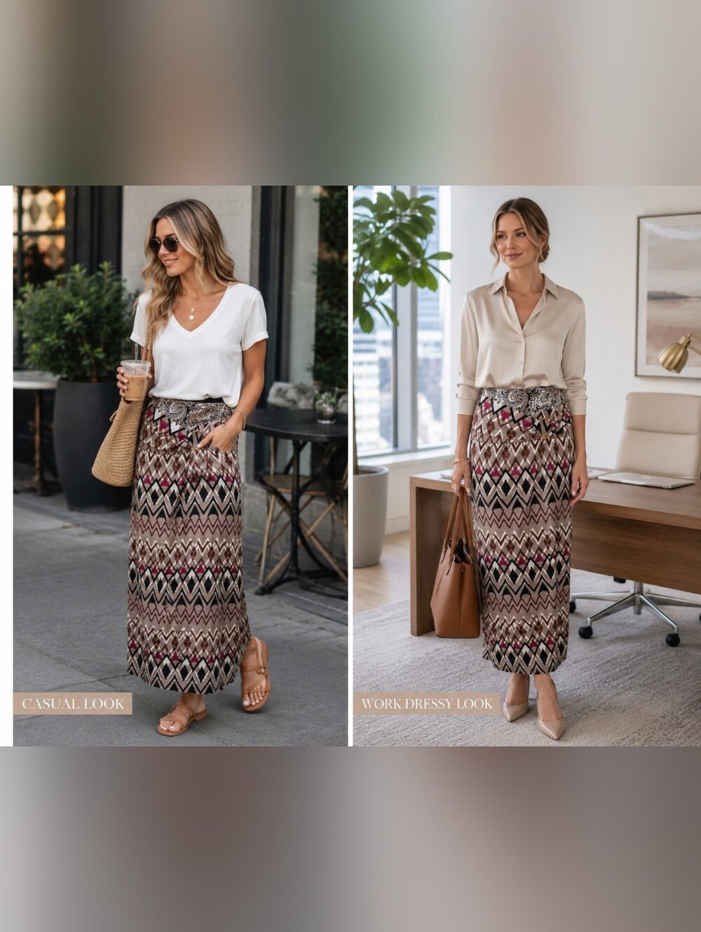 Robert Louis Geometric Patterned Maxi Skirt.    Y40